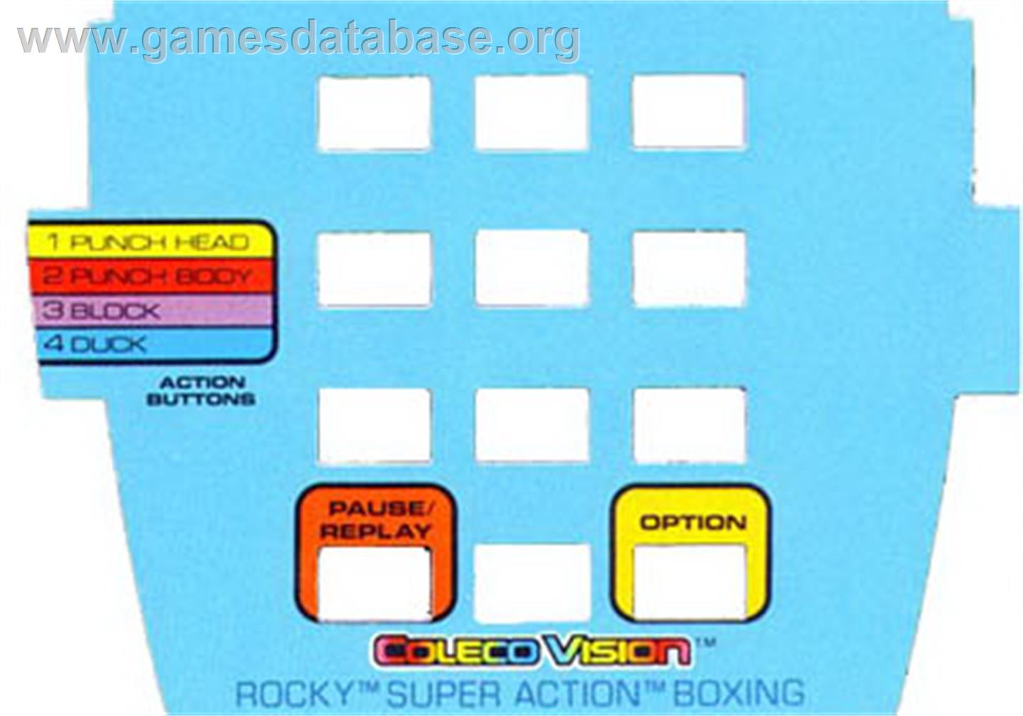 Rocky Super Action Boxing - Coleco Vision - Artwork - Overlay