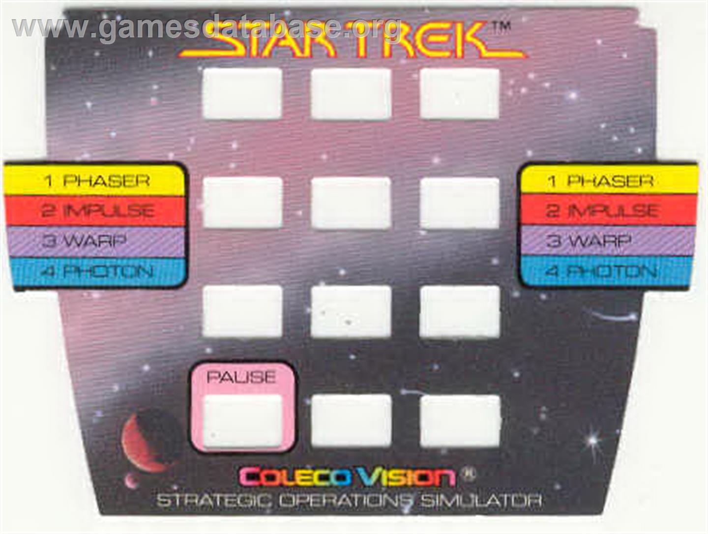 Star Trek Strategic Operations Simulator - Coleco Vision - Artwork - Overlay