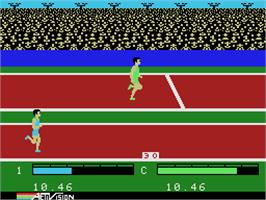 In game image of Activision Decathlon on the Coleco Vision.