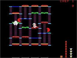 In game image of Burger Time on the Coleco Vision.