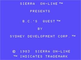 Title screen of BC's Quest for Tires on the Coleco Vision.