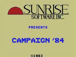 Title screen of Campaign '84 on the Coleco Vision.