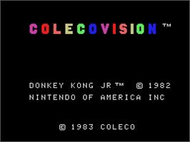 Title screen of Donkey Kong Junior on the Coleco Vision.