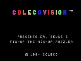 Title screen of Dr. Seuss's Fix-Up the Mix-Up Puzzler on the Coleco Vision.