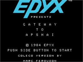 Title screen of Gateway to Apshai on the Coleco Vision.