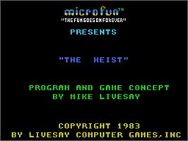 Title screen of Heist on the Coleco Vision.