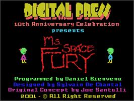 Title screen of Ms. Space Fury on the Coleco Vision.