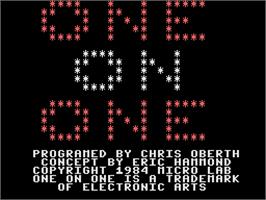 Title screen of One on One on the Coleco Vision.