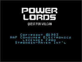 Title screen of Power Lords: Quest for Volcan on the Coleco Vision.