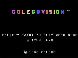 Title screen of Smurf: Paint 'n' Play Workshop on the Coleco Vision.