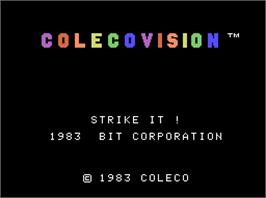 Title screen of Strike It on the Coleco Vision.