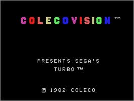 Title screen of Turbo on the Coleco Vision.