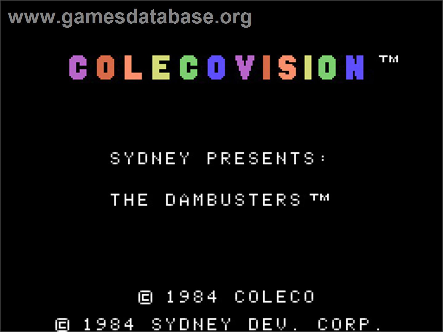 Dambusters - Coleco Vision - Artwork - Title Screen