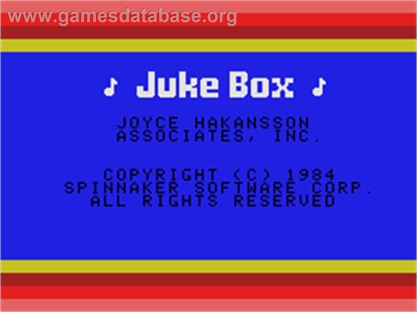 Juke Box - Coleco Vision - Artwork - Title Screen