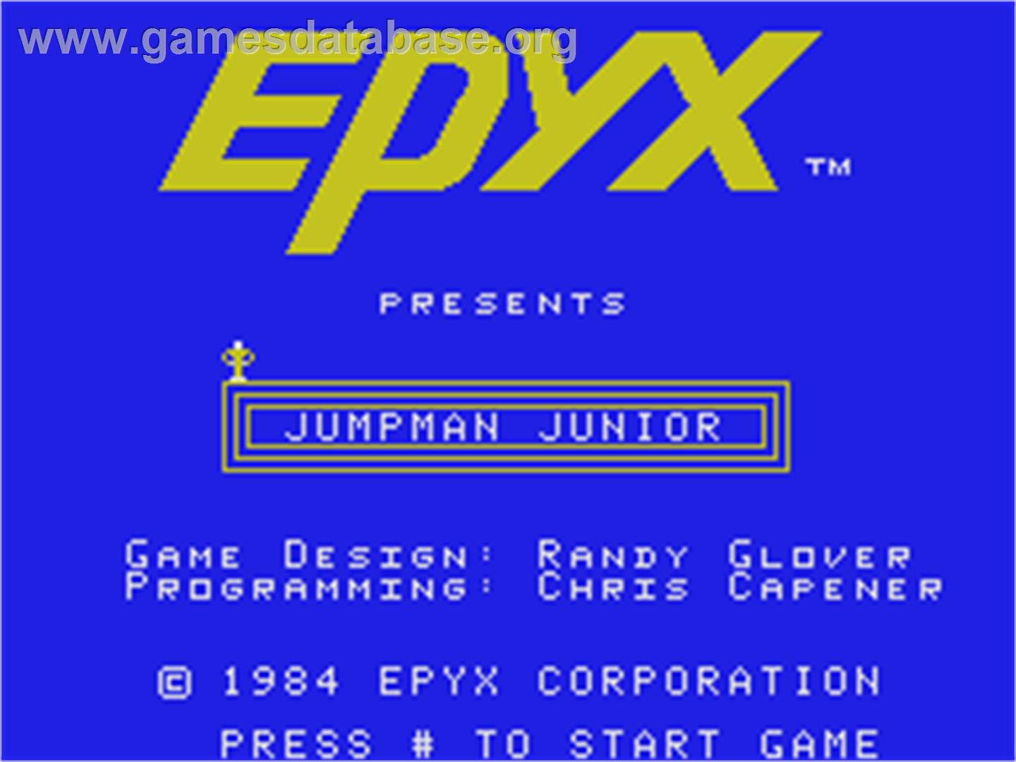 Jumpman Junior - Coleco Vision - Artwork - Title Screen