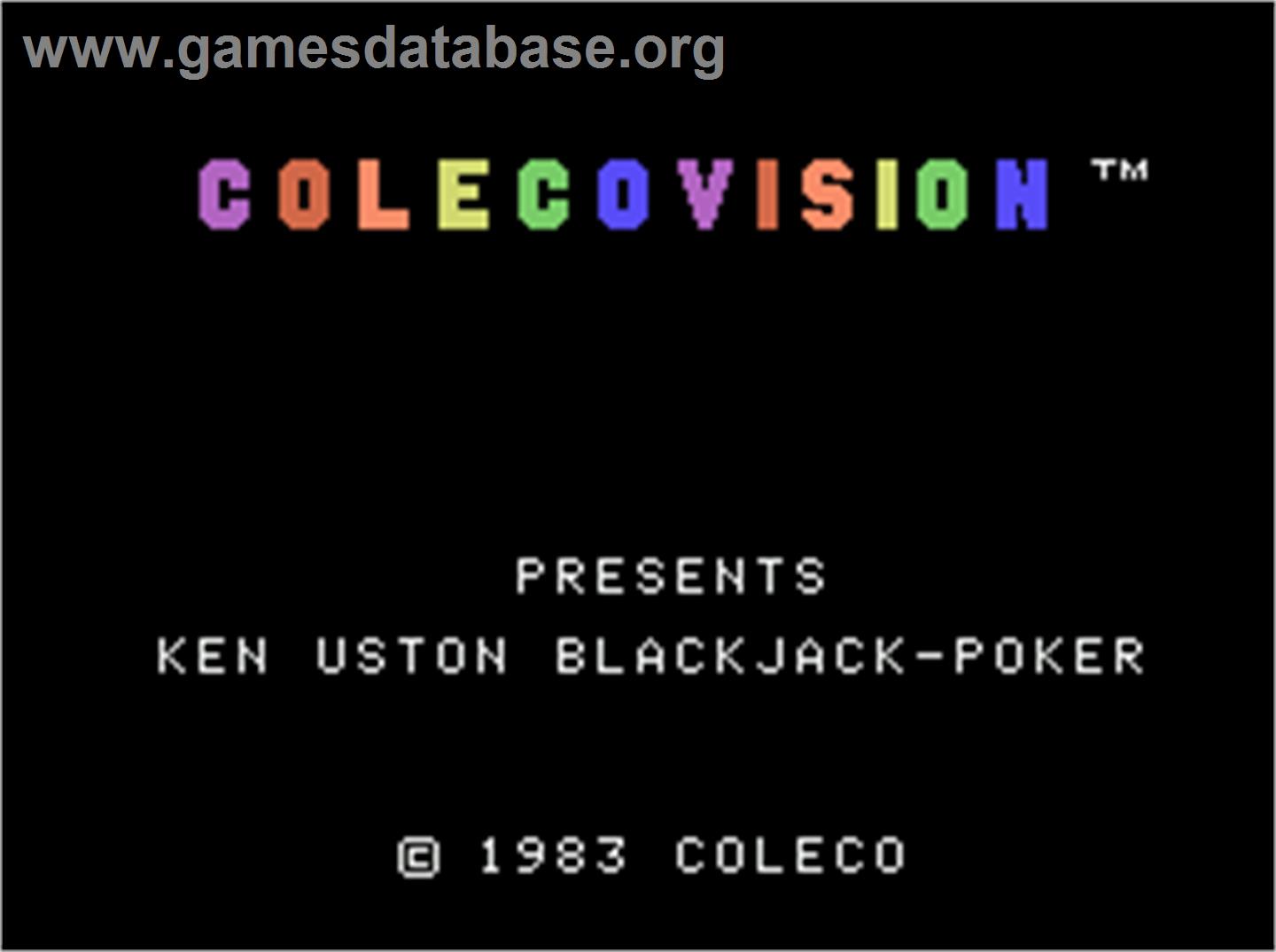 Ken Uston's BlackJack & Poker - Coleco Vision - Artwork - Title Screen