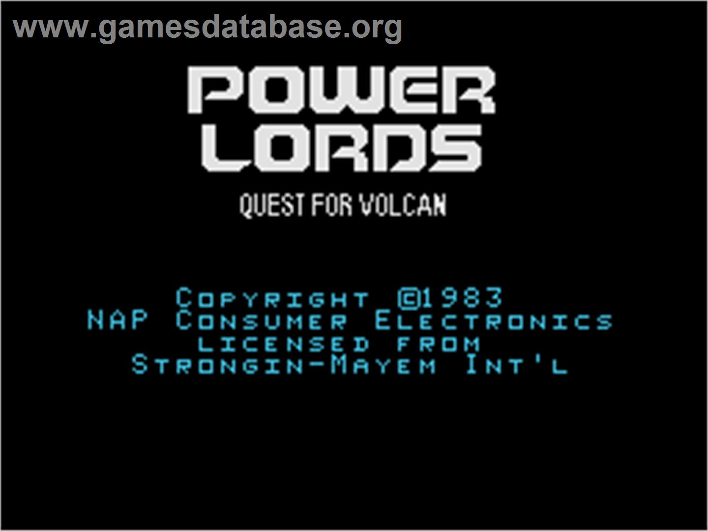 Power Lords: Quest for Volcan - Coleco Vision - Artwork - Title Screen