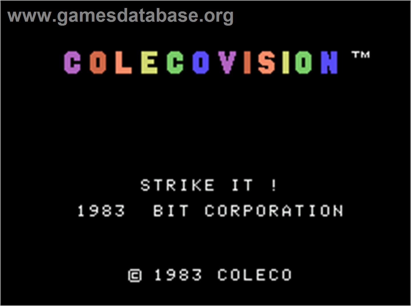 Strike It - Coleco Vision - Artwork - Title Screen
