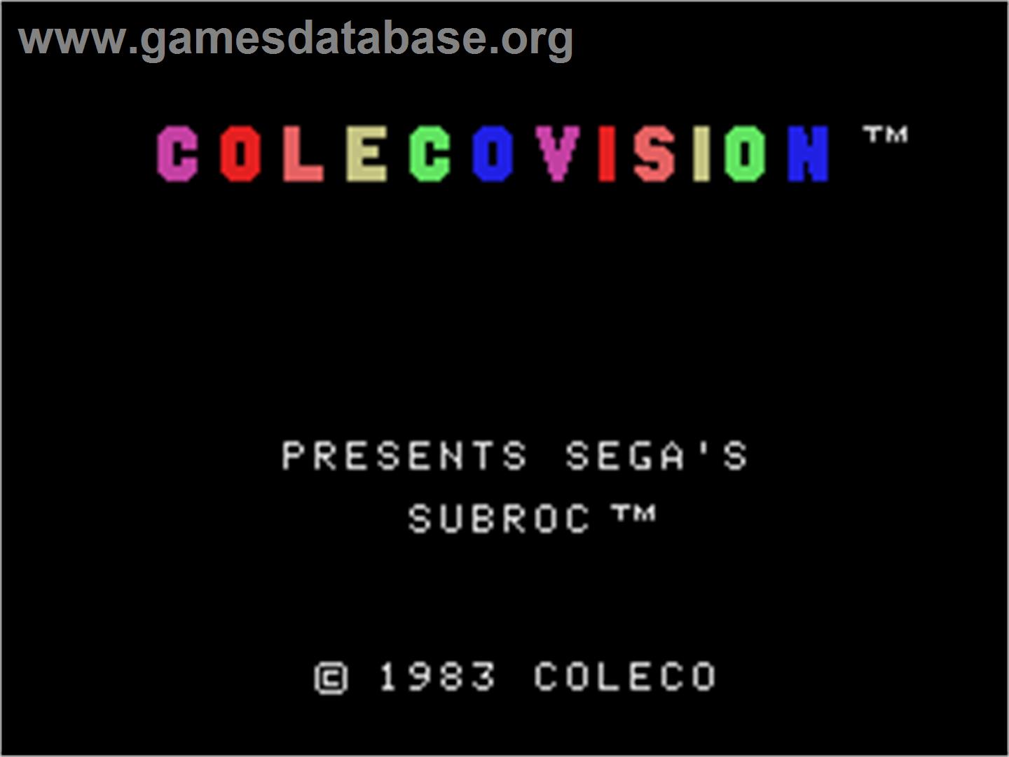 Subroc - Coleco Vision - Artwork - Title Screen