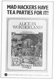Advert for Alice in Wonderland on the Commodore 64.
