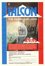 Advert for Falcon: The Renegade Lord on the Commodore 64.