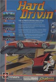 Advert for Hard Drivin' on the Commodore 64.