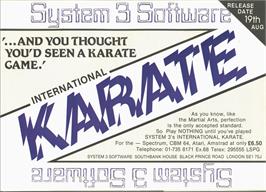 Advert for International Karate on the MSX.
