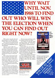 Advert for President Elect: 1988 Edition on the Commodore 64.