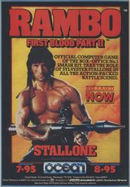 Advert for Rambo: First Blood Part II on the Commodore 64.