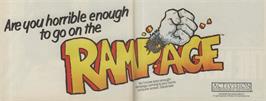 Advert for Rampage on the Atari 8-bit.