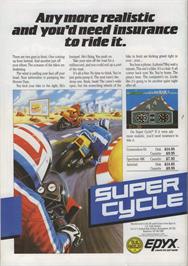 Advert for Super Cycle on the Commodore 64.