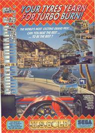 Advert for Super Monaco GP on the Commodore 64.