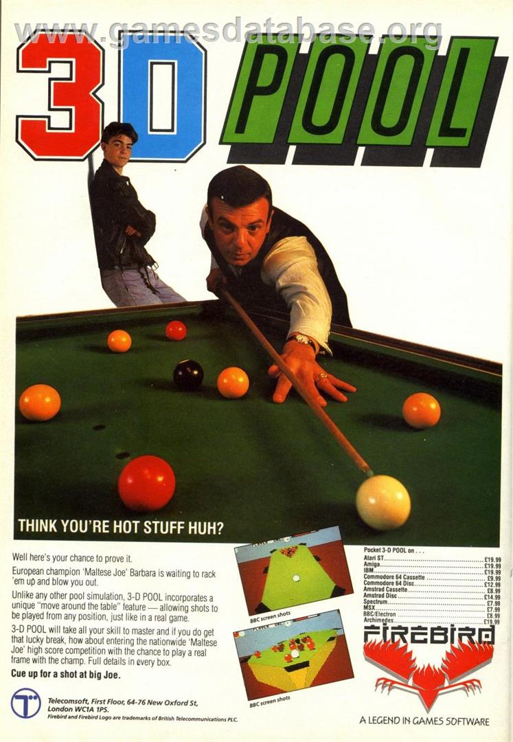 3D Pool - Commodore 64 - Artwork - Advert