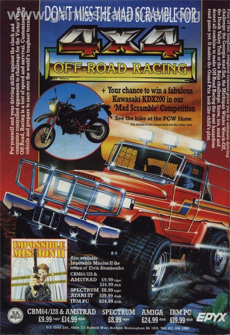 4x4 Off-Road Racing - MSX - Artwork - Advert