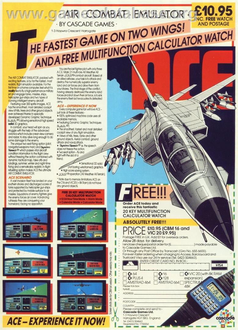 Ace: Air Combat Emulator - Amstrad CPC - Artwork - Advert