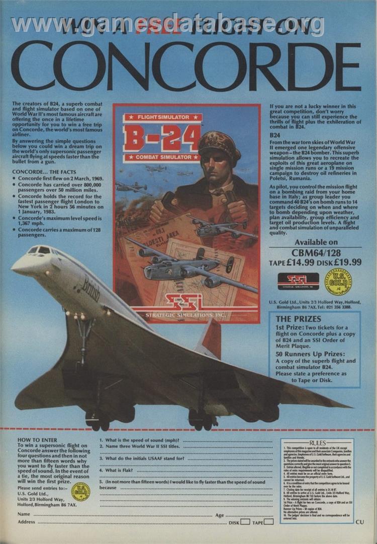 B-24 Combat Simulator - Commodore 64 - Artwork - Advert