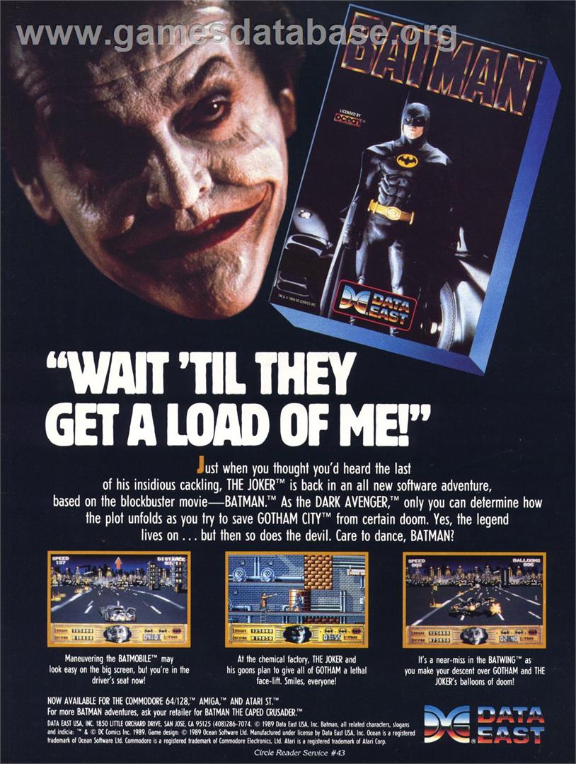 Batman: The Caped Crusader - Commodore 64 - Artwork - Advert