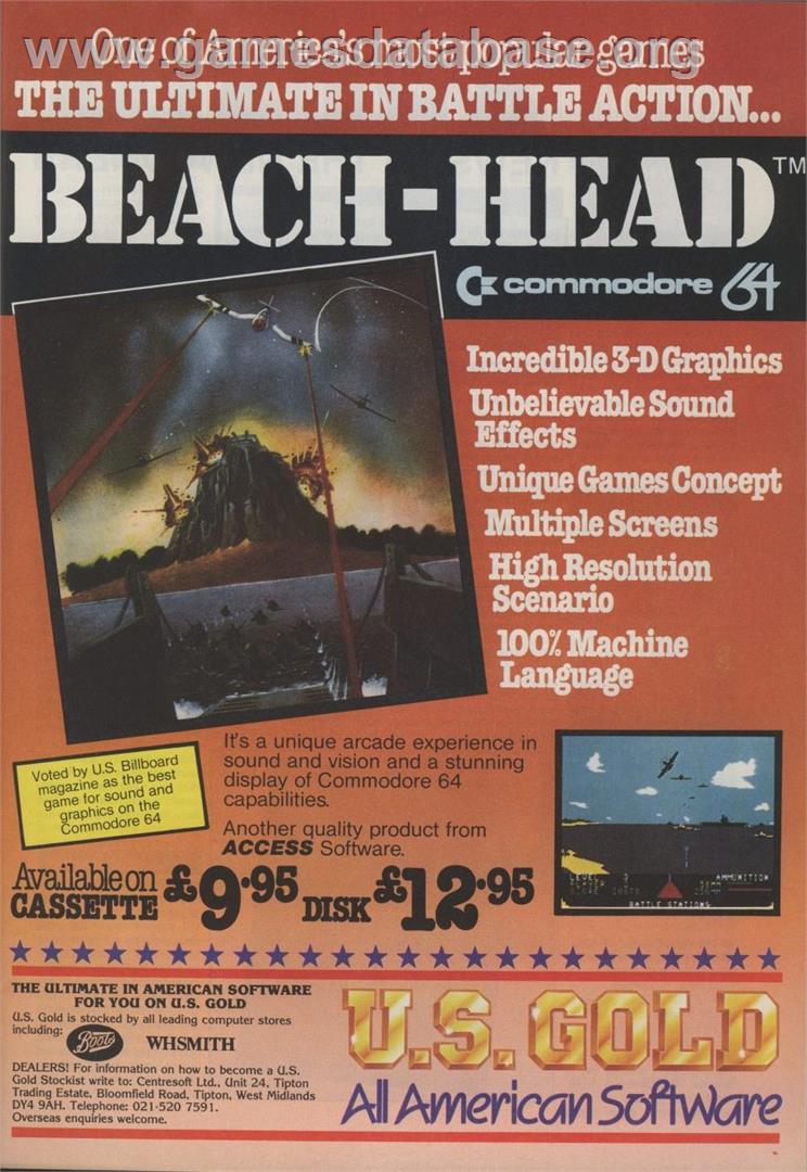 Beach Head - Commodore 64 - Artwork - Advert