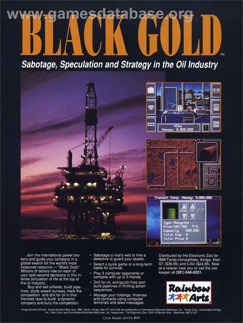 Black Gold - Commodore Amiga - Artwork - Advert
