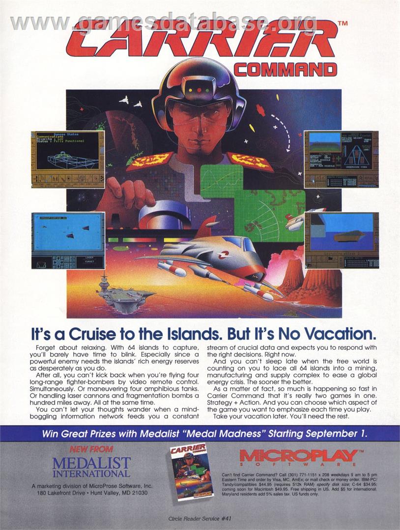 Carrier Command - Commodore 64 - Artwork - Advert