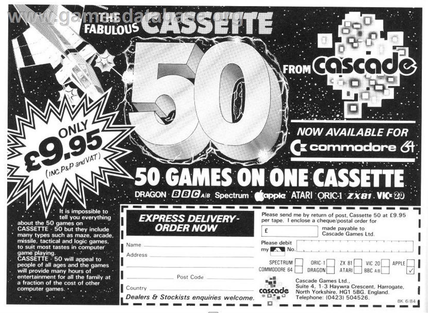 Cassette 50 - Amstrad CPC - Artwork - Advert