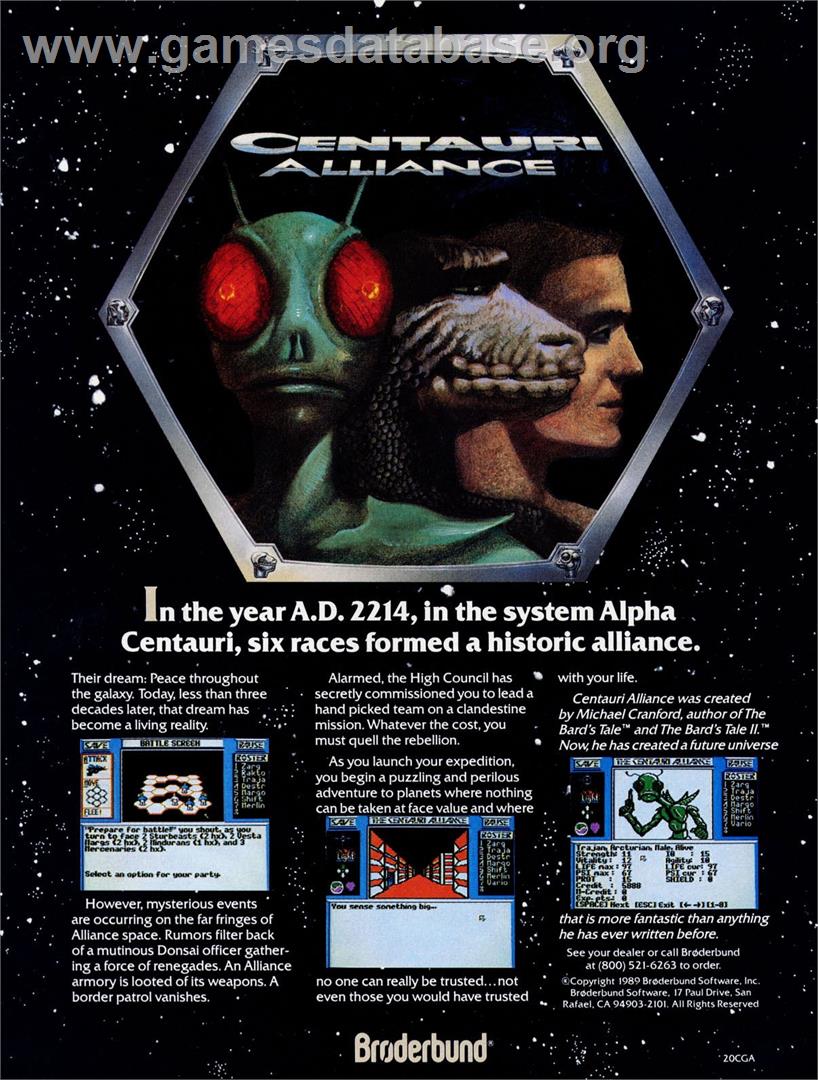 Centauri Alliance - Commodore 64 - Artwork - Advert