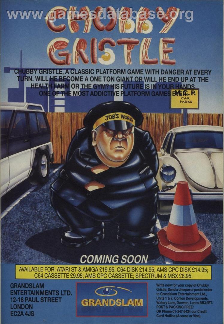 Chubby Gristle - Commodore 64 - Artwork - Advert