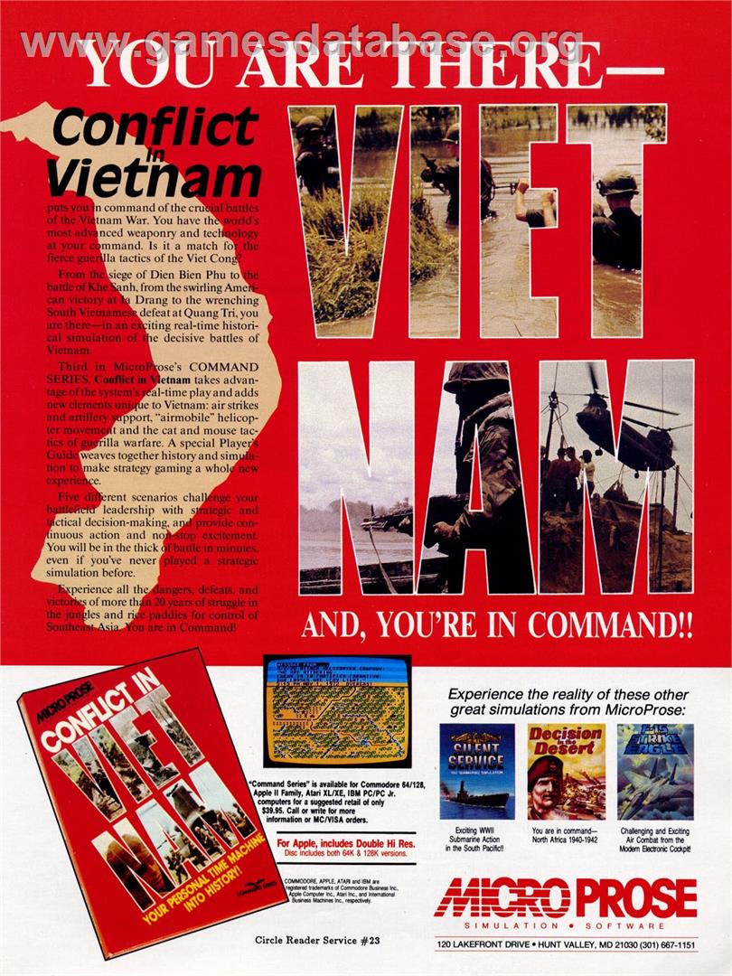 Conflict in Vietnam - Atari 8-bit - Artwork - Advert