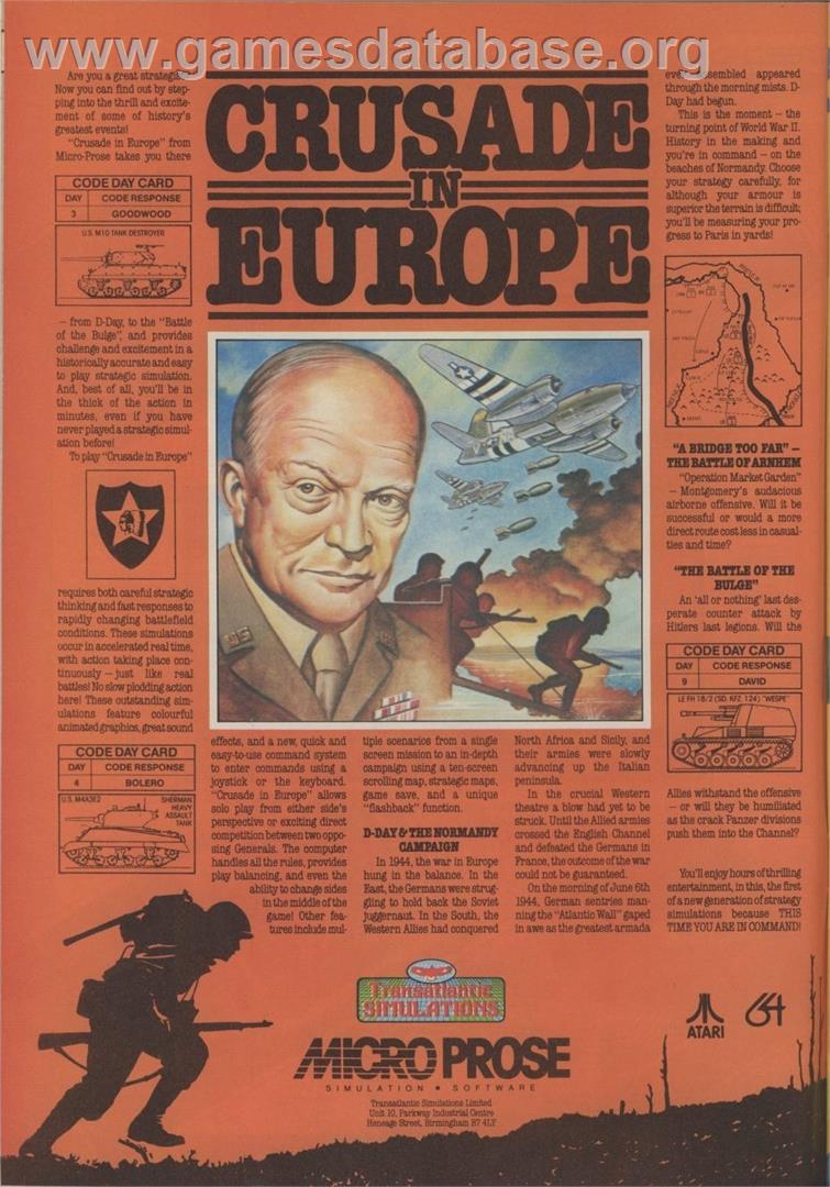 Crusade in Europe - Atari 8-bit - Artwork - Advert
