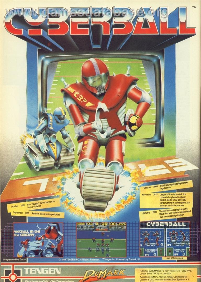 Cyberball - Commodore 64 - Artwork - Advert