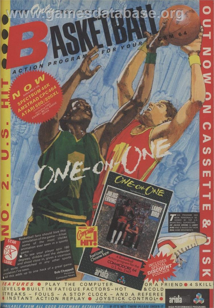 Dr. J and Larry Bird Go One on One - Commodore Amiga - Artwork - Advert