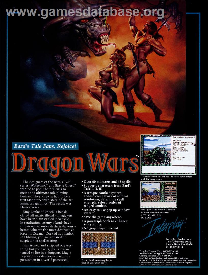 Dragon Wars - Commodore Amiga - Artwork - Advert