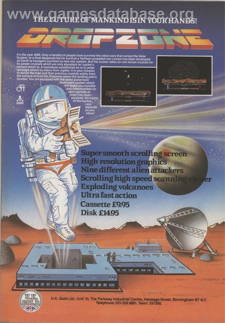 Dropzone - Atari 8-bit - Artwork - Advert