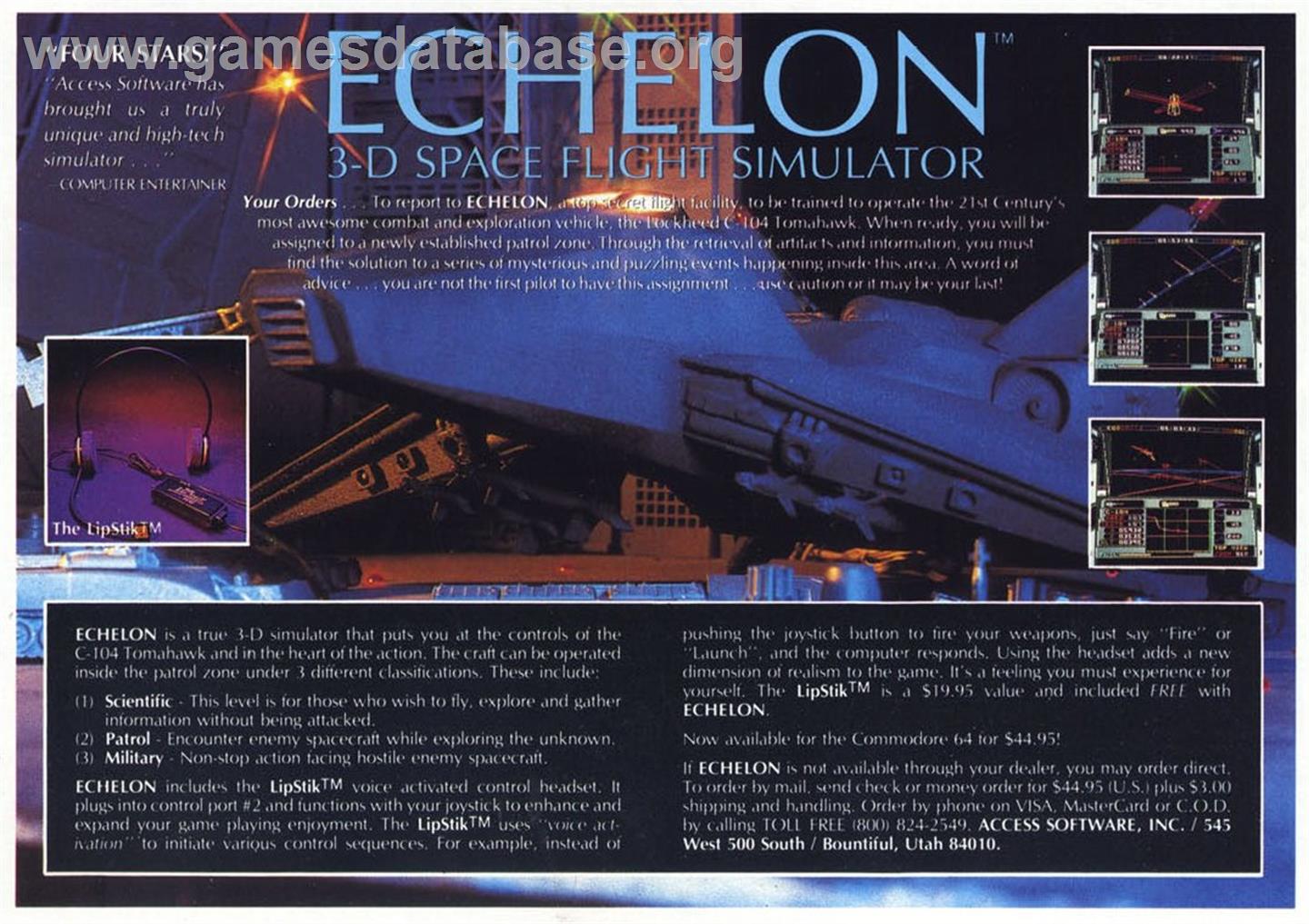 Echelon - Commodore 64 - Artwork - Advert